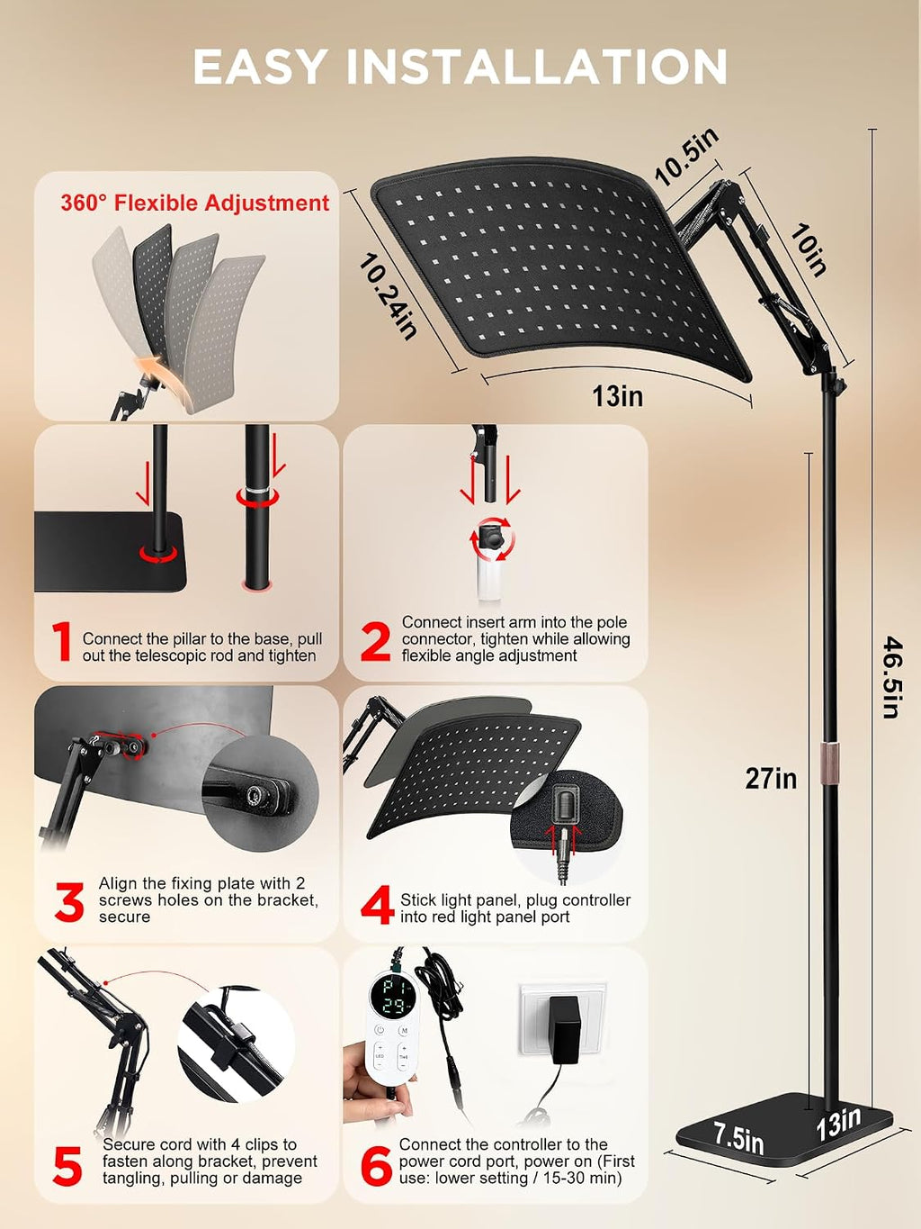 Red Light Therapy for Face and Body, Infrared Red Light Therapy Lamp
