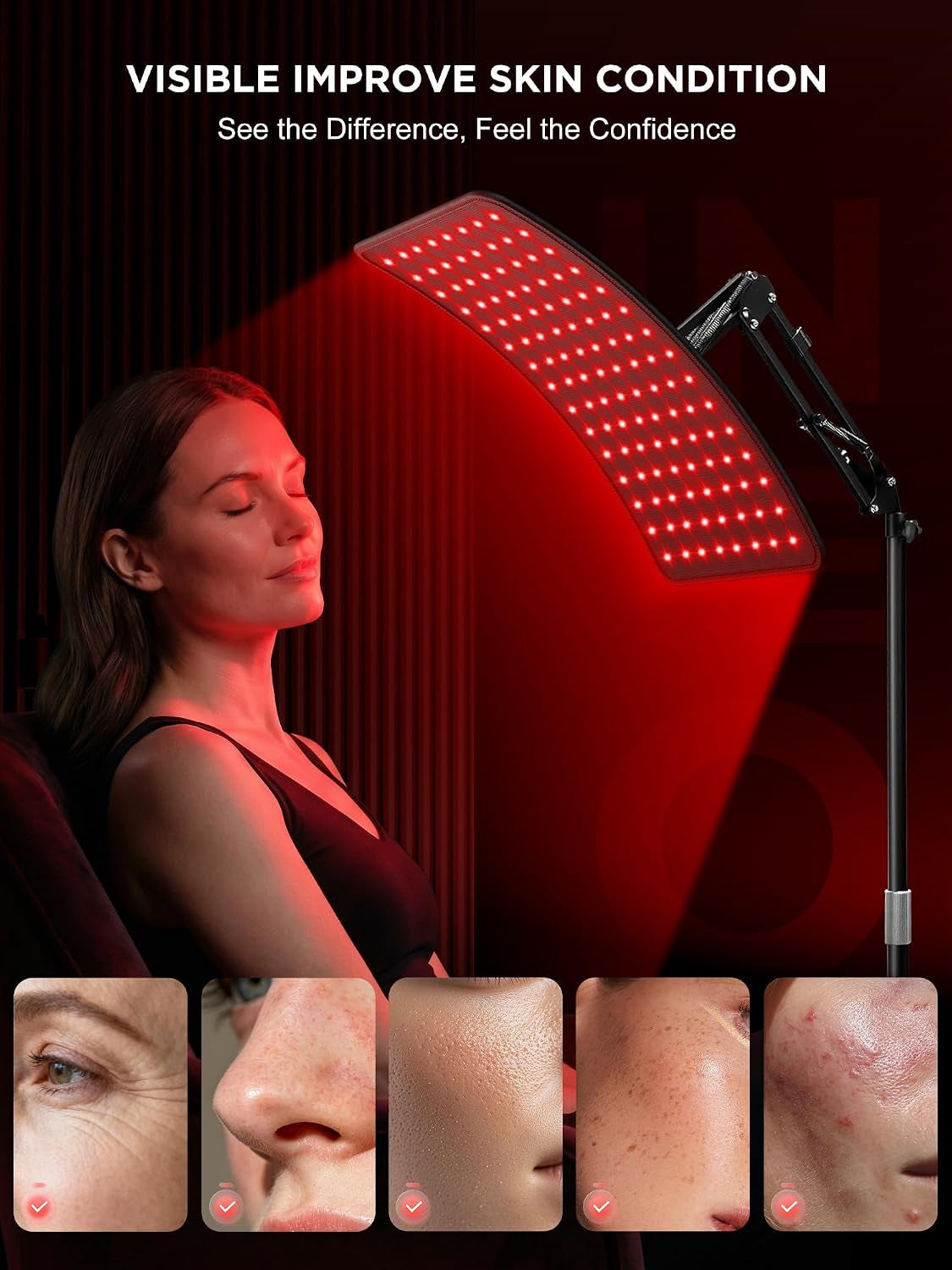Red Light Therapy for Face and Body, Infrared Red Light Therapy Lamp
